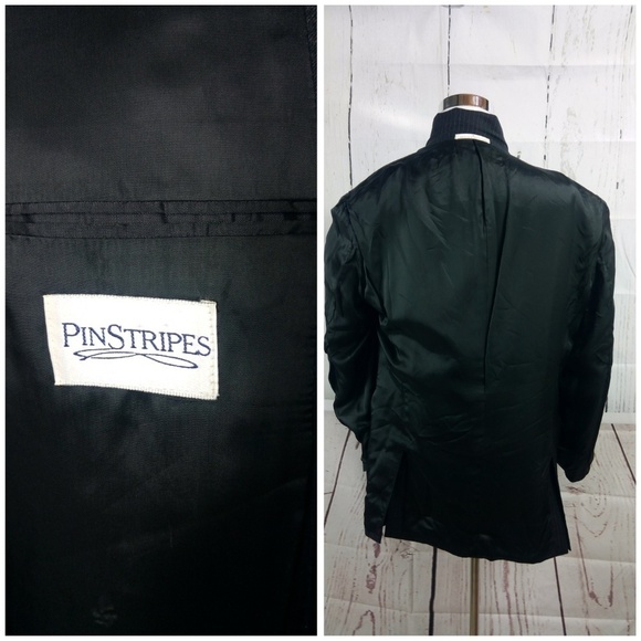 Joseph Abboud Pinstripes 44L Charcoal Suit Blazer - Picture 8 of 8